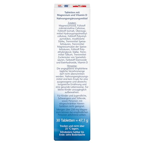 Doppelherz Magnesium 600 Intense DEPOT - 600 mg hochdosiertes Magnesium + 1000 I.E. Vitamin D pro Tablette - 30 DEPOT-Tabletten