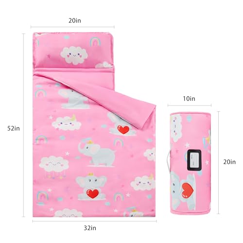 Image of MORAIS Toddler Nap Mat with Pillow and Blanket, 52 inch x 20 inch Lightweight and Soft Nap Mat for Preschool, Daycare, Travel Sleeping Bags
