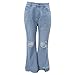 Baggy Ripped Jeans for Teen Girls Women High Waisted Wide Leg Straight Denim Streetwear Fashion Hole Pants(1B-Blue, S)