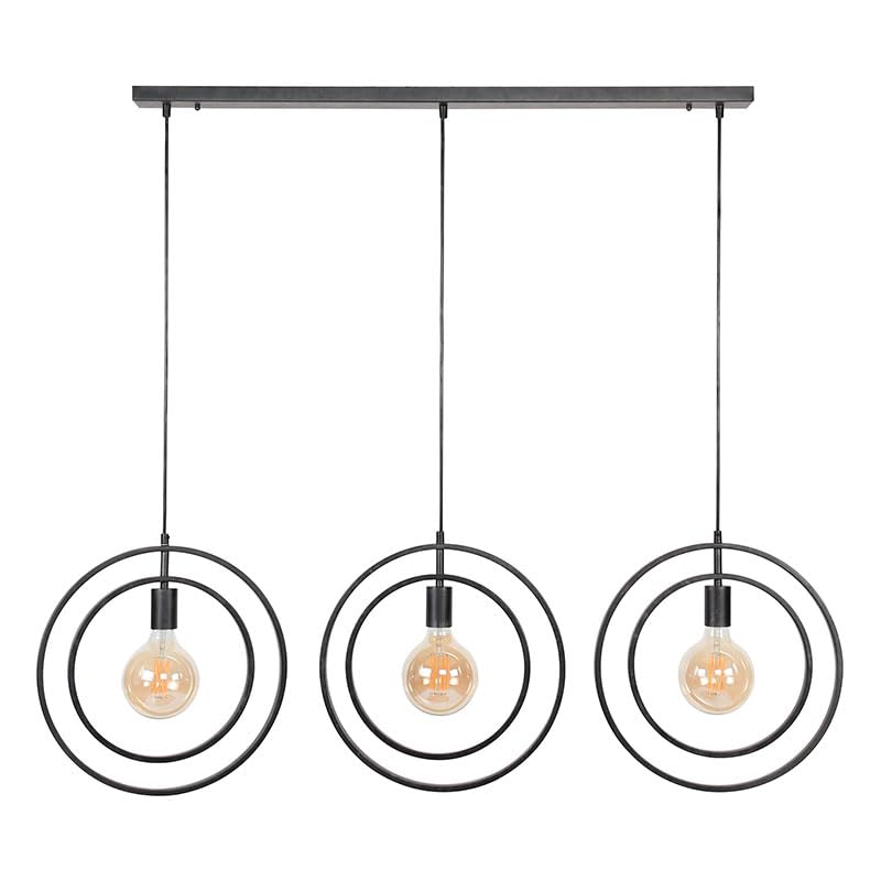 Image of Chandni Decor 3-lichts hanglamp industrieel Pendant Light Metal Black Bulb (Without Bulb)