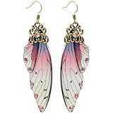 Happyyami Butterfly Wing Earrings Imitation Cicada S Wings Lightweight Creative Animal Design Dangle Eardrops for Women Party Wedding Accessory