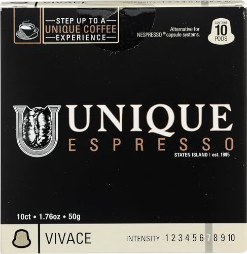 UNIQUE COFFEE ROASTERS Vivace Espresso Coffee 10 Count, 1.76 OZ