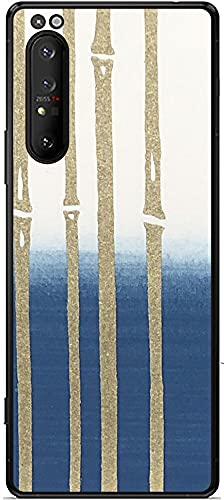 ClearView(クリアビュー) Sony Xperia 1 II 用 背面 保護 フィルム 和柄プリント 藍ぼかし 竹 唐紙 デザイン