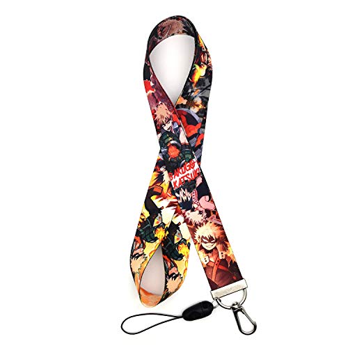 ZOA Anime My Hero Academia Mobile Phone Detachable Lanyard with Key Ring Original Cosplay Accessories for Bakugo Katsuki Fans (silver head)