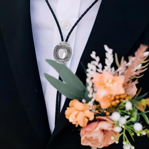Image of Jeilwiy Bolo Tie for Men Western Cowboy Tie Necklace Gold Bolo Tie Leather Necktie Halloween Tie Accessories for Women
