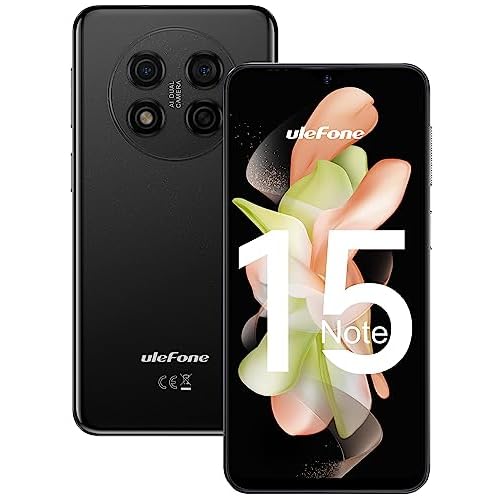 Ulefone Note 15 Handy Ohne Vertrag Günstig, Bis zu 5GB + 32GB/64 GB Erweiterbar Android 12 Smartphone 4000mAh Akku mit 8MP Kamera 6,22 Zoll HD+ 3 Slots/Face ID/GPS/WiFi/8,9 mm dick Schwarz