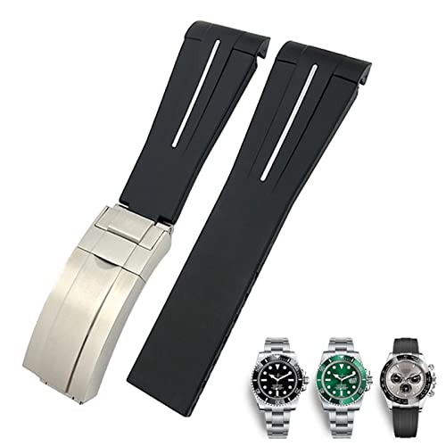 Bracelet de montre en caoutchouc 20mm 21mm de style luxe courbe pour Rolex et Seiko
