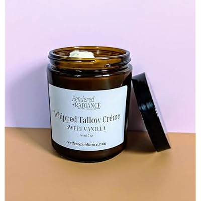Rendered Radiance Sweet Vanilla Whipped Tallow Body Creme, 7 Ounce (Pack of 2)