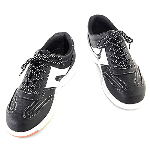 WJFGGXHK Mens Bowling Shoes Lightweight Lace Up Bowls Shoes Bowling Trainers with Sliding Soles,Black,39 EU