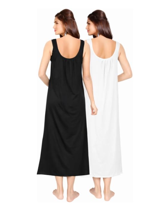 Image of Women's Sleeveless Maxi Night Dress, Spaghetti Strap Nighty, Comfortable Sleepwear Pack of 2