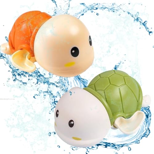 Image of PLUSPOINT Bath Toys for Toddlers | 2 Pack Swimming Turtle Bath Toys | Wind Up Floating Water Toys for Babies & Kids | Bathtub, Pool & Water Play Toys for Boys & Girls 1+ Years