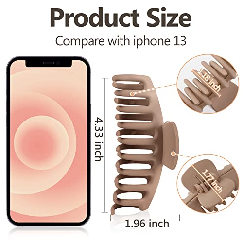 Tocess Hair Claw Clips For Women – Large Hair Claw Clips For Thin Thick Hair Big Neutral Claw Hair Clips For Curly Hair Matte Nonslip Strong Hold 4.33 Inch Jumbo Claws Jaw Clips Set (8 Pcs) #TOP2