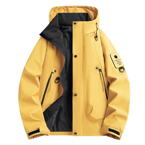 UHouse Veste Imperméable Homme Capuche Vetement de Pluie Coupe Vent Décontracté Manteau Pour Hommes Jacket Zippee Vestes Travail Softshell de Peche Automne...
