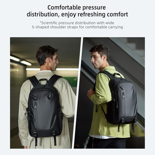 Image of GOLDEN WOLF Laptop Backpack 15.6 Inch, Office Backpack with 5 Compartments, Lightweight 17L Daypack, Water Resistant Travel Backpack with Hidden Pocket & Tripod Holder, Black