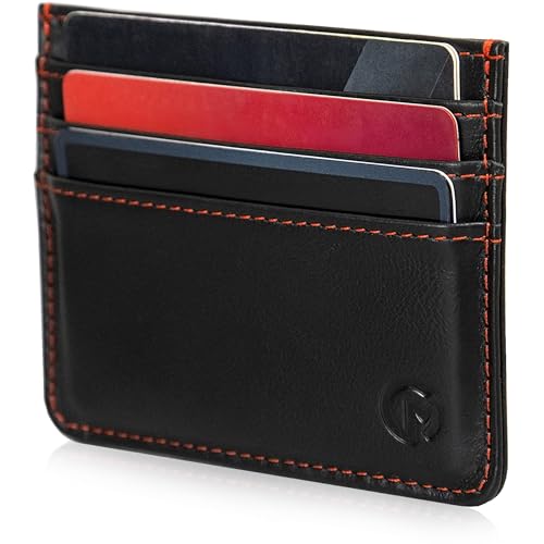 Casemade Real Leather Card Holder Slim Wallet Leather Minimalist Wallet with RFID Protection (Black)