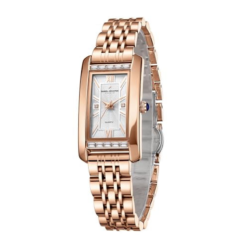 Image of Daniel Hechter Paris Solferino Collection Stylish Analog Watch for Women with Rectangular Dial, Roman Accents, Stainless Steel Strap & Water Resistant - DHW2010