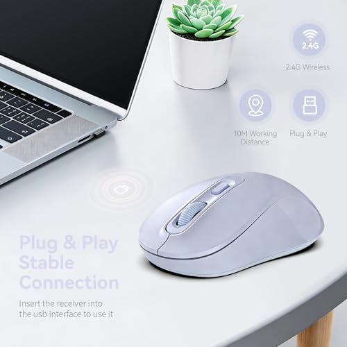 Image of Wireless Mouse, 2026 New Model, Silent Click Ergonomic Design, Portable, 4 Buttons, Adjustable DPI (800 /1200 /1600), for Laptop /PC /Office (Violet)