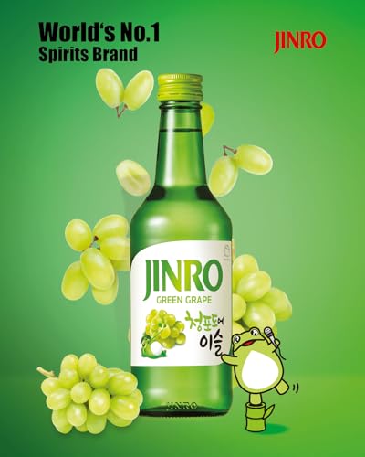 JINRO Soju, Flavoured Jinro Green Grape, koreanische Sprituose mit Trauben Geschmack, 13% vol, 1 x 350ml