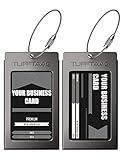 Luggage Tags Business Card Holder TUFFTAAG Travel ID Bag Tag in Many Color Options (2 Tags, Gunmetal