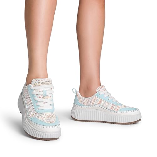 Image of DREAM PAIRS Women Chunky City Tweed Comfortable Casual Platform Fashion Sneaker