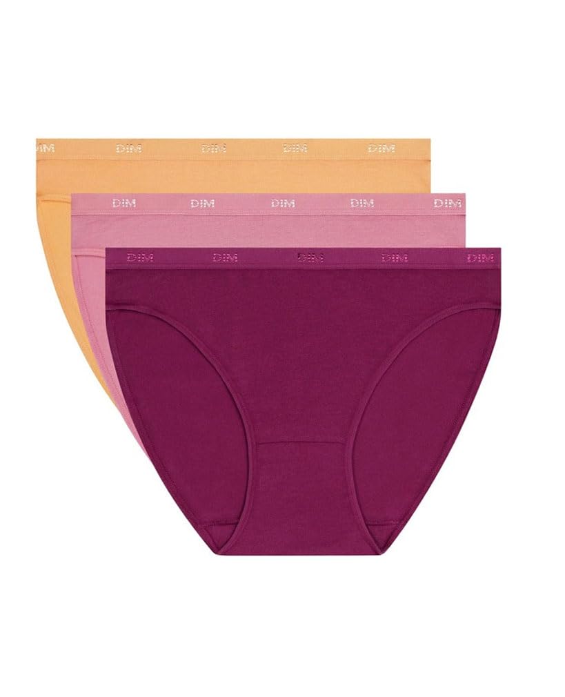 DIM Women's Briefs Set of 3 | Les Pockets Ecodim | Cotton & Elastane | Comfort Belt | Multicoloured | Invisible Under Clothes