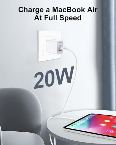 Image of USB-C Charger Block 20W Dual Port with USB-A and USB-C, 2 Pack | Fast Charging Box, Dual Port Phone Plug, Multi Pack, 20W Power Adapter, USBA & USBC Cube Wall Outlet for Apple iPhone Android