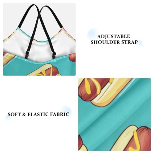 Hot Dogs Girls One Piece Swimsuits Turquoise Sport Halter Swimwear Beach Bathing Suit 3T3