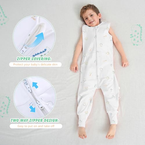 Image of LAT Baby Sleep Sack,Summer Toddler Cotton Sleep Sacks with Legs,Dinosaur for Boys Girls,Baby Wearable Blanket with Zipper