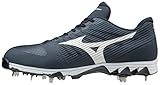 Mizuno Herren 9-Spike Ambition Low Metal Baseball Schuh, Herren, 9-Spike Ambition Low Mens Metal Baseball Cleat, Navy-White (5100), 7