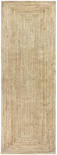 HAMID Alfombra Yute Alhambra Color Natural - Alfombra 100% Fibra de Yute, Trenzado a Mano, Alfombras de Salón, Comedor, Dormitorio, Pasillos, Color Natural (80x200cm)…