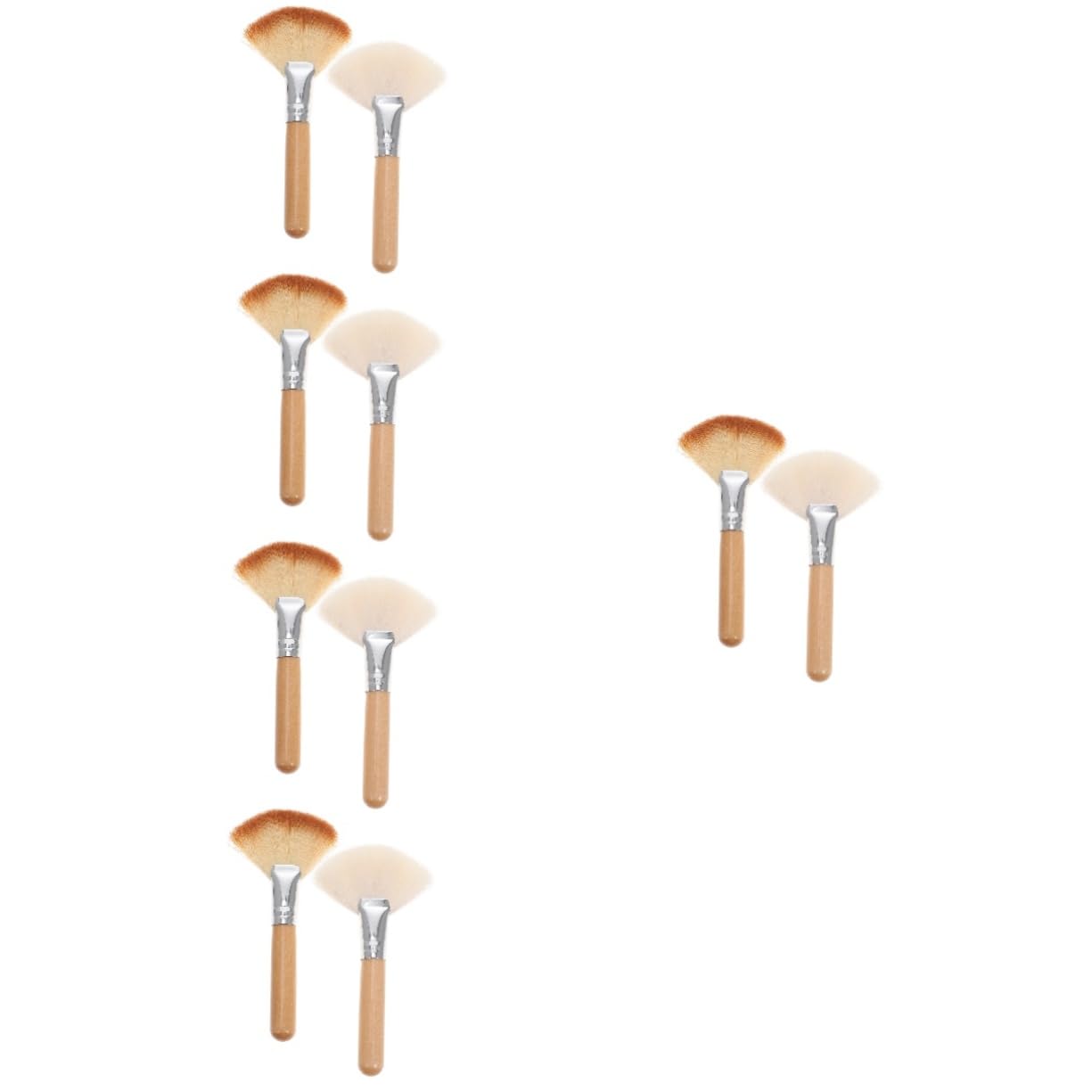 LALAFINA 5sets Highlighter Brush Makeup Double Ended Makeup Brush Soft Denser Nylon Hair for Powder 2pcs*5