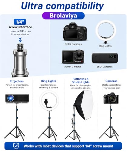 Image of Brolaviya 360-Degree Tripod with Gimbal arm Head, 225cm top Height, Portable, for Indoor /Outdoor Photography & Videography, Ideal for Live Streaming, Overhead Tripod Stand with Mobile Bracket