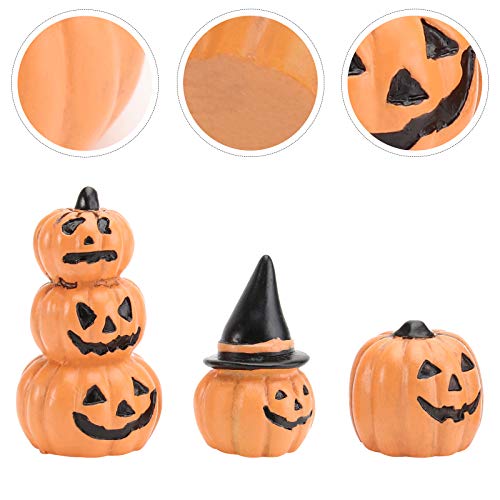 Estatueta de abóbora de resina em miniatura de jardim de fadas de Halloween para decoração de casa d