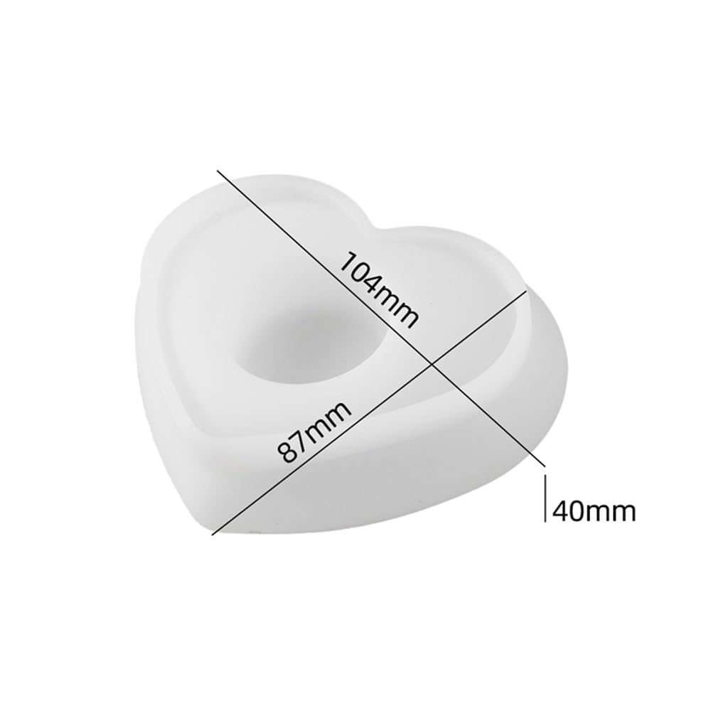 2 Pcs Heart Shaped Candle Holders Epoxy Mold DIY Candlestick Resin Casting Silicone Tealight Mold for Trinket Container Art Craft Making Home Decor, Each 4.1