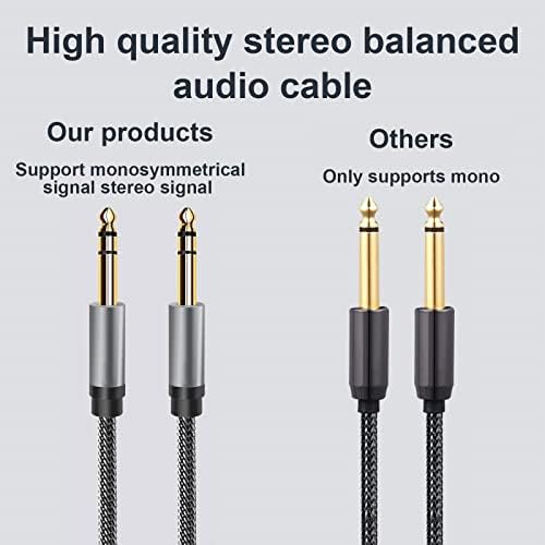Guitar Cable Guitar Lead 1/4 Inch Male 6.35mm to 6.35mm Stereo Audio Amp Cable Jack TRS Instrument Cable with Nylon Braid Aluminium Alloy Housing for Electric Guitar, Amplifier, Keyboard, Speaker 3M