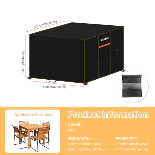 Miniatura 2 de Heimuni Funda Mesa Jardin Impermeable, 100x100x90cm Funda Mesa Exterior