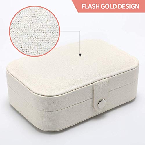 Image of KRISHYAM Travel Jewelry Case, Mini Jewellery Box, Portable Jewelry Box Display Storage Case, Bangle Box, Jewellery Organizers, Storage Boxes for Rings & Earrings (White)
