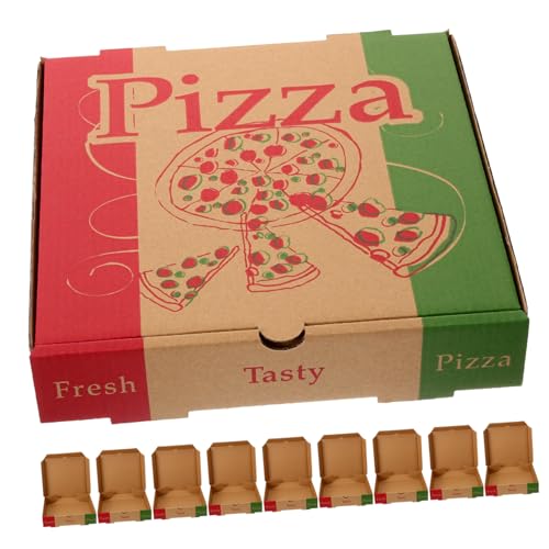 BRIGHTFUFU 10pcs Pizza Takeaway Boxes 8in Square Paper Pizza Carton Portable Boxes for Storage