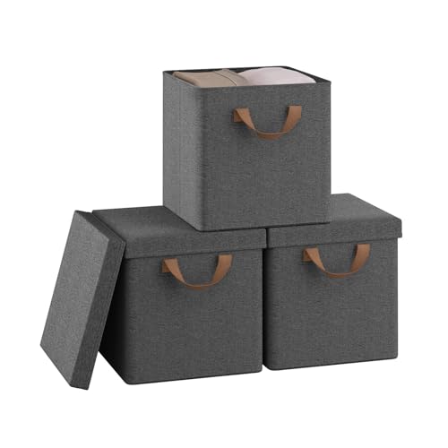 WOLTU Faltbare Aufbewahrungsboxen 3 Stück, Stoffboxen mit Deckel und...