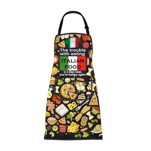 ENSIANTH Italian Aprons for Men Women Italian Chef Aprons Italian Kitchen Apron Italian Food Cooking Apron Italian Lover Gifts (italian apron)