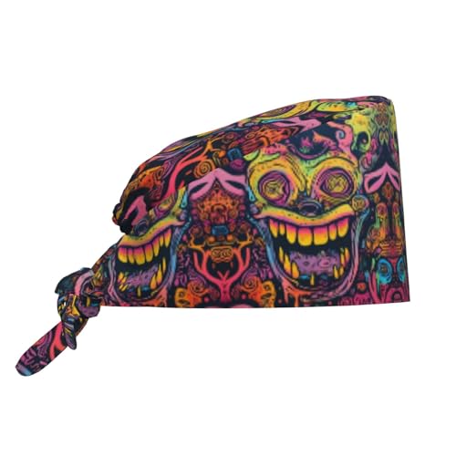 Moxquju Neon Graffiti Urban Art Print Cleaning Work Cap, Adjustable Strap Men's and Women's Work Hat
