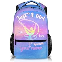 Personalized Backpack for Girls Kids, Custom Gymnastics Bookbag Gift for Kindergarten Preschool Primary, 17 Inch Pink Durable Sport Backpacks for School