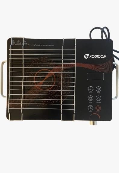 Kodicom 2200 W Infrared Induction Cooktop | Touch Panel | Crystal Glass | Digital Display | Works With All Cooking Utensils | Free Grill Inside | 1 Year Warranty