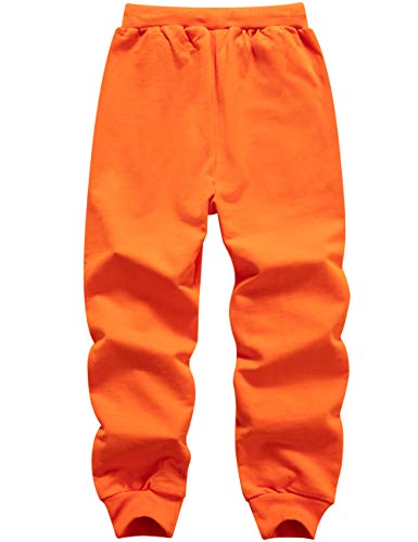 Wiyoshy Boys' Drawstring Cotton Sweatpants Jogger Pants For Kids 3-12 Years (Pure Orange, 10) #TOP1