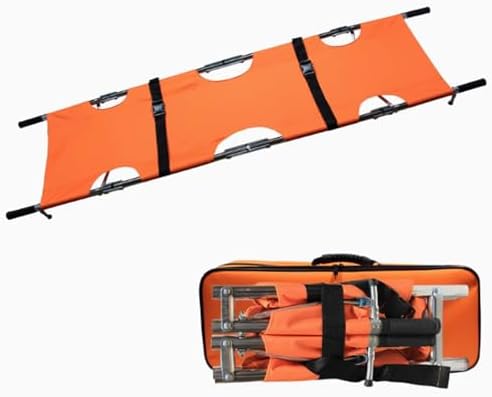Portable Stretcher-Portable Medical Stretcher - Stainless Steel, Foldable & Waterproof Oxford Cloth for Hospitals, Clinics, Home & Outdoor TransportIncluded,（Orange）