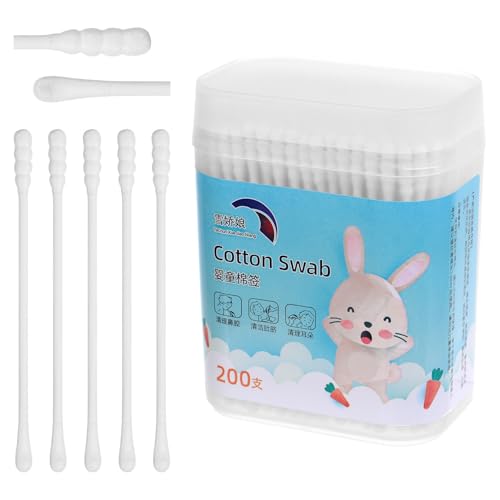 SOESFOUFU 400pcs Cotton Swabs, Soft Spiral Head Ear and Nose Cleaning Buds, Hypoallergenic Cotton Sticks Safe for Hygiene, 2 Boxes Set