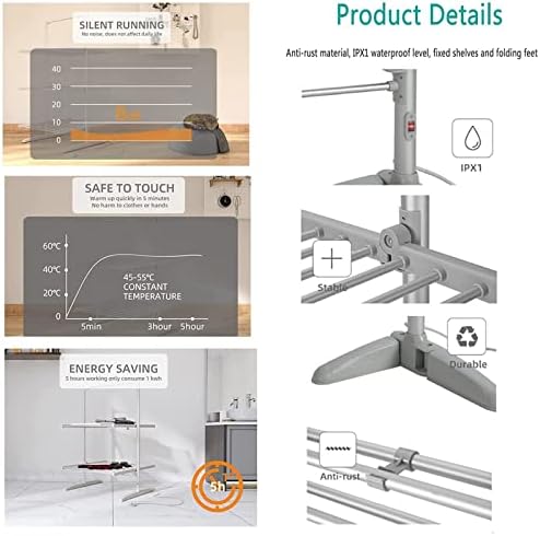 3-Tier Folding Heated Drying Racks Clothes Airer