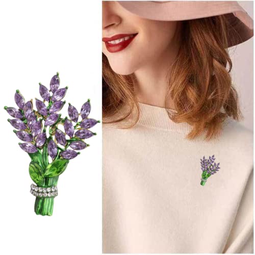 Purple Lavender Flower Brooch Pins Crystal Rhinestones Elegant Accessories Jewelry Women's Brooches And Pins Fashion Jewelry Wedding Floral Lapel Pins #TOP2