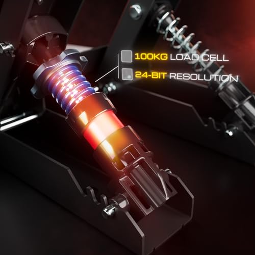 Raceline Pedals III LC - Pedaliera a 3 Pedali per Simulazioni di Guida Dotata di Pedale del Freno con Sensore Load Cell (100 kg) - per PS5, PS4, Xbox Series, Xbox One, PC - Controller - Immagine 1