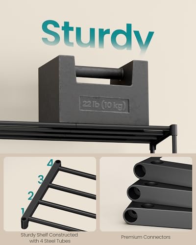Image of SONGMICS 4-Tier Shoe Rack for Closet, Compact Metal Shoe Organizer Shelf for Entryway, Bedroom, Small Spaces, Stackable, 11.8 x 24.5 x 26 Inches,Black ULSA124BH01